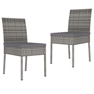 vidaXL Chaises &agrave; manger de jardin lot de 2 R&eacute;sine tress&eacute;e Gris