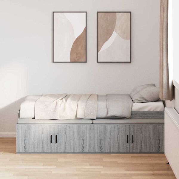 vidaXL Cadre de lit Gris Sonoma 80 x 200 cm Bois d'ing&eacute;nierie