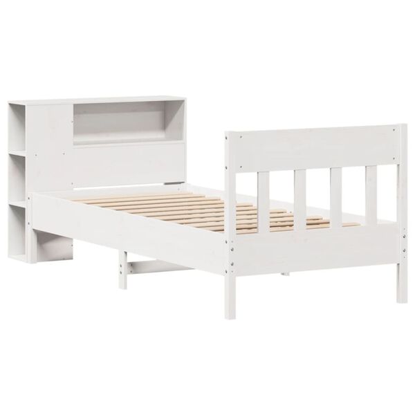 vidaXL Lit biblioth&egrave;que sans matelas blanc 75x190cm bois de pin massif