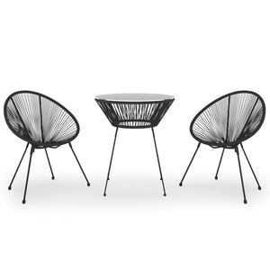 vidaXL Ensemble &agrave; manger de jardin 3 pcs Noir