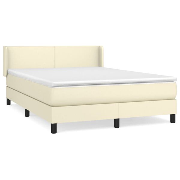 vidaXL Sommier &agrave; lattes de lit avec matelas Cr&egrave;me 140x200cm Similicuir