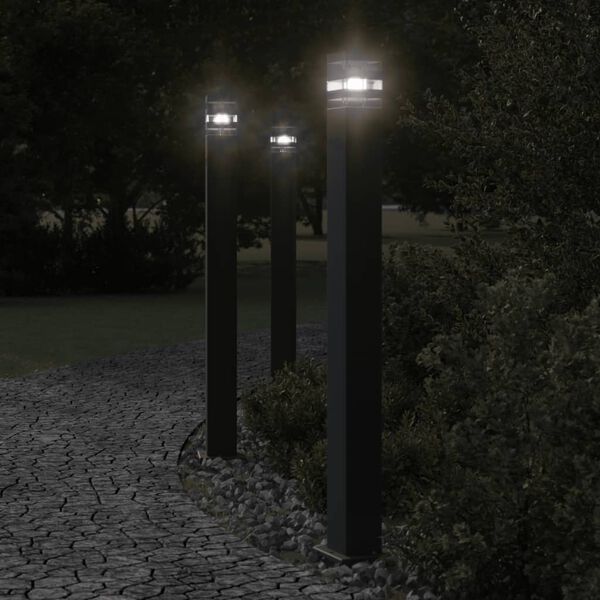 vidaXL Lampadaires d'ext&eacute;rieur 3 pcs noir 110 cm aluminium