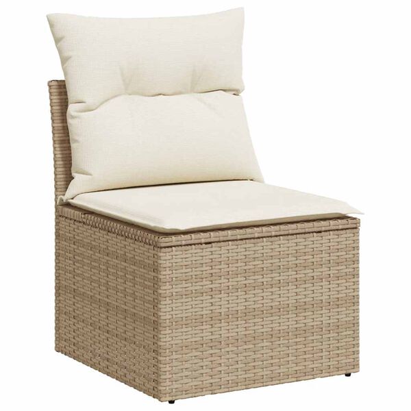 vidaXL Salon de jardin avec coussins 9 pcs beige r&eacute;sine tress&eacute;e