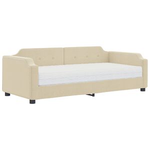vidaXL Lit de jour avec matelas cr&egrave;me 80x200 cm tissu