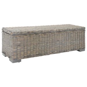 vidaXL Boîte de rangement Gris 110 cm Rotin kubu naturel et acajou