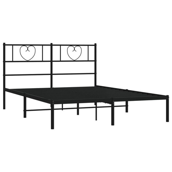 vidaXL Cadre de lit m&eacute;tal sans matelas et t&ecirc;te de lit noir 160x200 cm