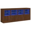 vidaXL Buffet avec lumi&egrave;res LED ch&ecirc;ne marron 163x37x67 cm