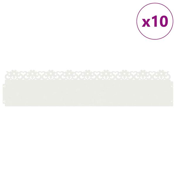 vidaXL Bordures de pelouse 10 pcs Blanc 103 x 0,05 x 22 cm Acier