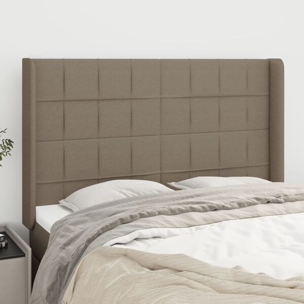 vidaXL T&ecirc;te de lit avec oreilles Taupe 147x16x118/128 cm Tissu