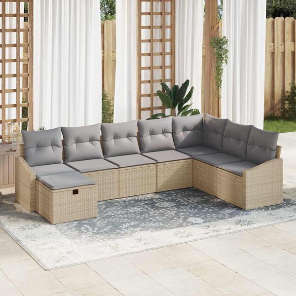 vidaXL Ensemble de canap&eacute; de jardin 8 pcs Beige 55 x 62 x 69 cm