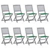 vidaXL Chaises pliables d'ext&eacute;rieur lot de 8 et coussins Bois d'acacia