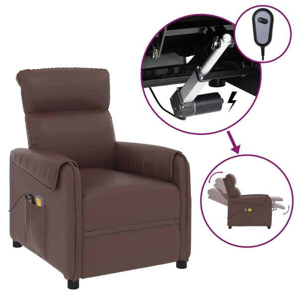 vidaXL Fauteuil de massage &eacute;lectrique Marron Similicuir