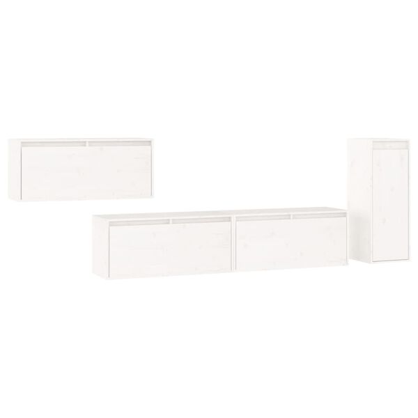 vidaXL Meubles TV 4 pcs Blanc Bois massif de pin