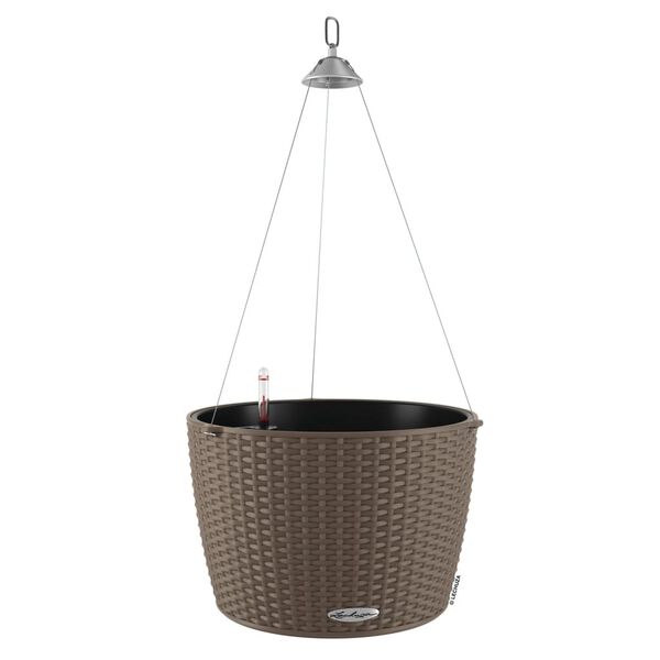 LECHUZA Jardini&egrave;re suspendue NIDO Cottage 35 ALL-IN-ONE Marron sable