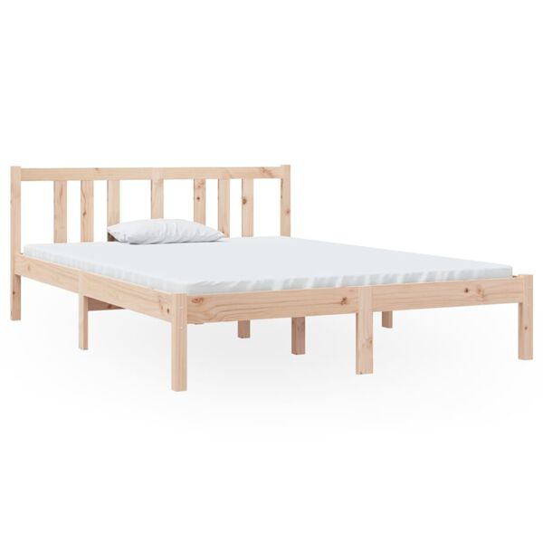 vidaXL Cadre de lit sans matelas bois massif 135x190 cm