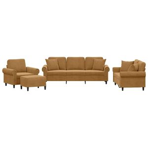 vidaXL Ensemble de canap&eacute;s 4 pcs avec coussins marron velours
