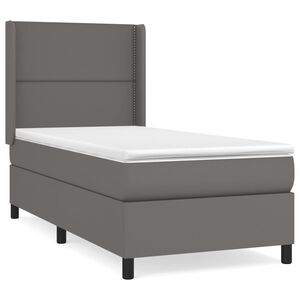 vidaXL Sommier &agrave; lattes de lit avec matelas Gris 90x190 cm Similicuir