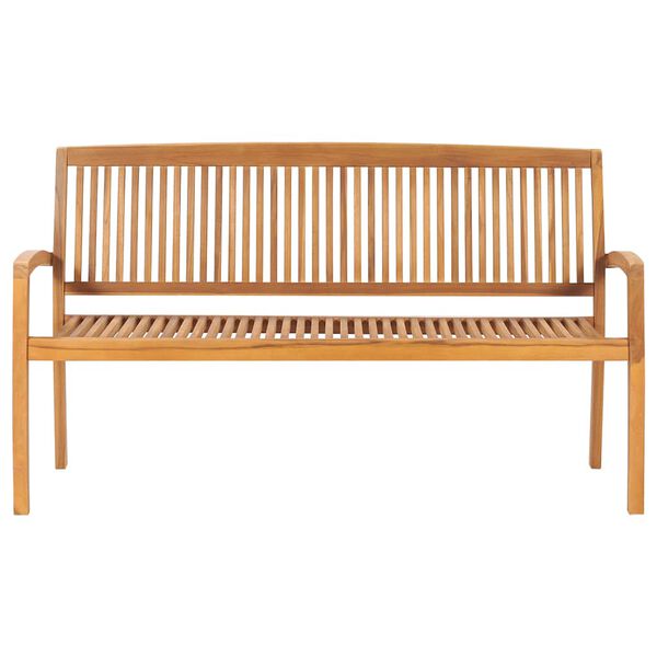 vidaXL Banc de jardin empilable et coussin 159 cm Bois de teck massif