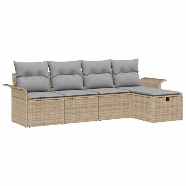 vidaXL Ensemble de canapé de jardin 5 pcs Beige Poly rotin