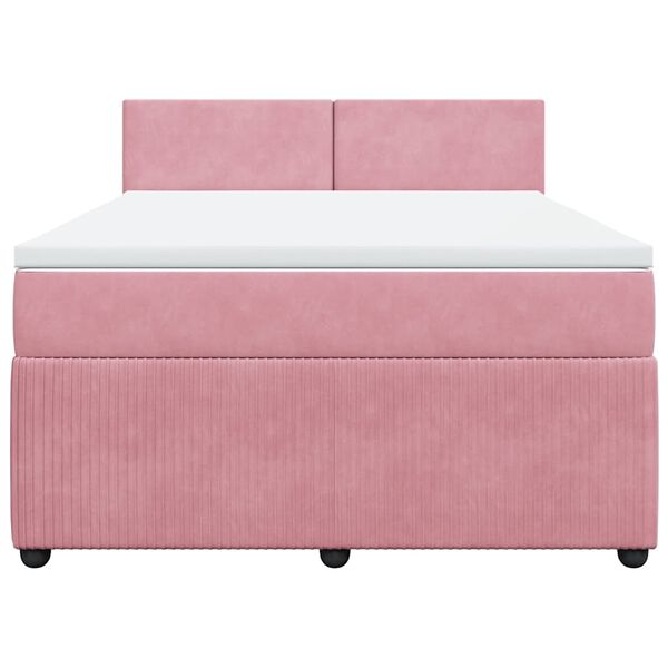vidaXL Sommier &agrave; lattes de lit avec matelas Rose 160x200 cm Velours