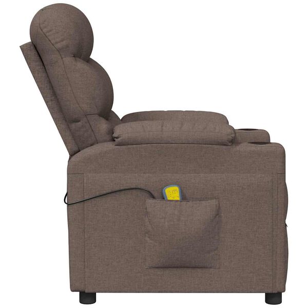 vidaXL Fauteuil de massage Taupe Tissu