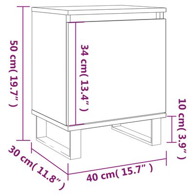 vidaXL Table de chevet chêne marron 40x30x50 cm bois d'ingénierie