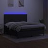 vidaXL Sommier &agrave; lattes de lit et matelas et LED Noir 180x200 cm Tissu