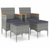 vidaXL Jeu de chaise et tabouret de jardin 4 pcs R&eacute;sine tress&eacute;e Gris