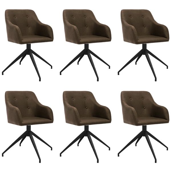 vidaXL Chaises pivotantes &agrave; manger lot de 6 marron fonc&eacute; tissu