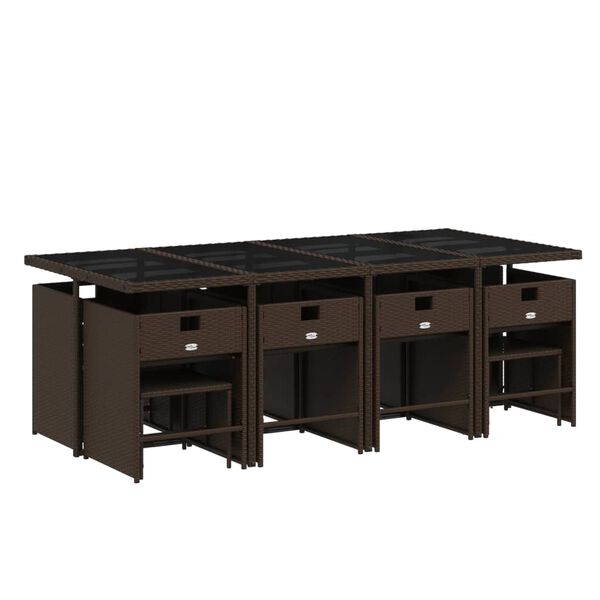 vidaXL Ensemble &agrave; manger de jardin avec coussins 13 pcs marron rotin