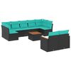 vidaXL Ensemble de canap&eacute; de jardin 10 pcs avec coussins noir r&eacute;sine tress&eacute;e