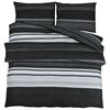 vidaXL Ensemble de housse de couette rayures noires 225x220 cm coton
