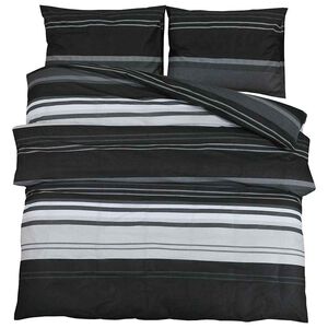 vidaXL 2 pi&egrave;ces 225 x 220 cm + 50 x 75 cm 100% Cotton Black Stripes
