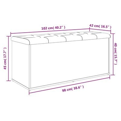 vidaXL Banc de rangement blanc 102x42x45 cm bois d'ingénierie