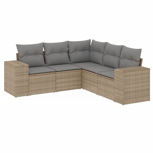 vidaXL Salon de jardin avec coussins 5 pcs beige r&eacute;sine tress&eacute;e