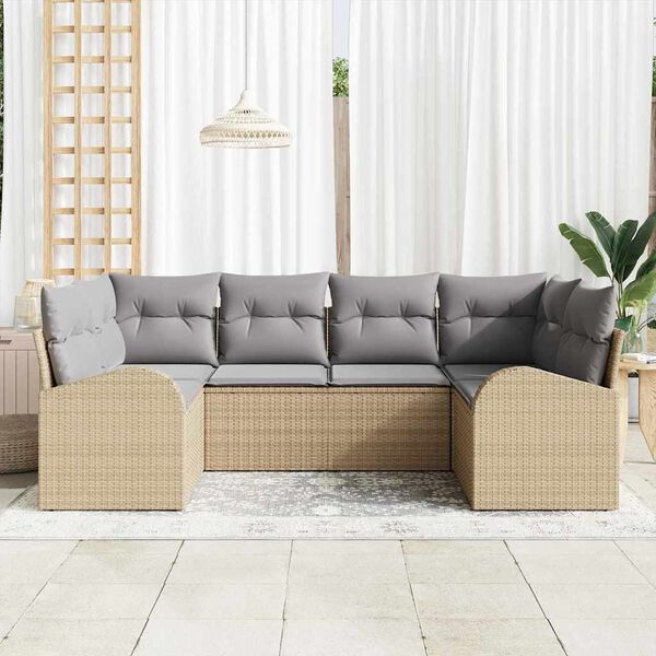 vidaXL Ensemble de canapé de jardin 6 pcs Beige et Gris clair