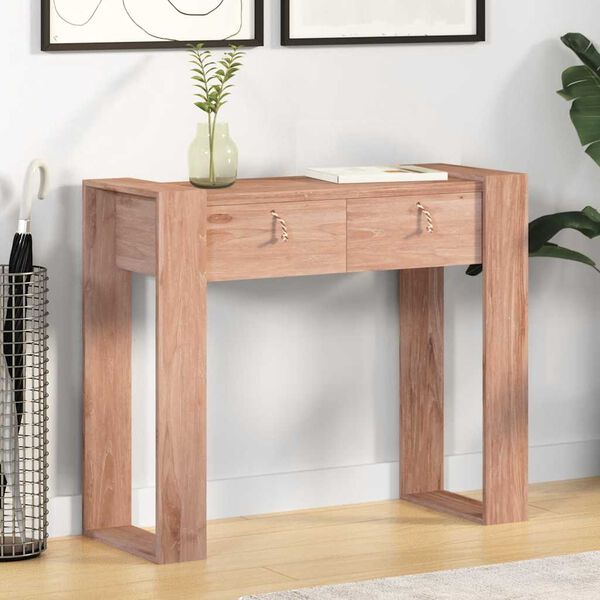 vidaXL Table console 90x35x75 cm Bois de teck solide