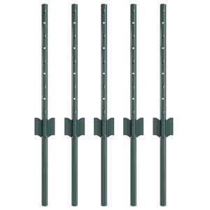 vidaXL Poteau de cl&ocirc;ture. 5 pcs Vert 80 cm Acier