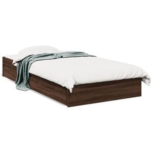 vidaXL Cadre de lit avec tiroirs sans matelas ch&ecirc;ne marron 100x200 cm