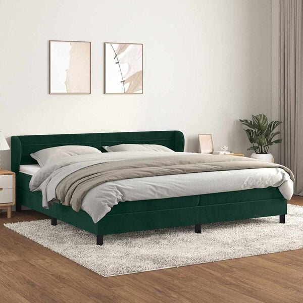 vidaXL Sommier &agrave; lattes de lit et matelas Vert fonc&eacute; 200x200cm Velours