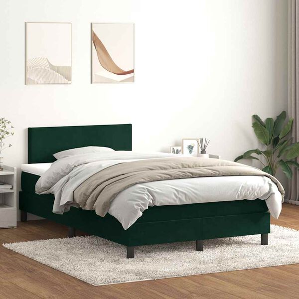 vidaXL Sommier &agrave; lattes de lit et matelas et LED vert fonc&eacute; 120x220cm velours