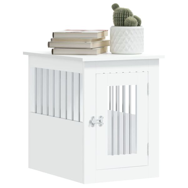 vidaXL Meuble de cage pour chiens blanc 45x62x59 cm bois d'ingénierie