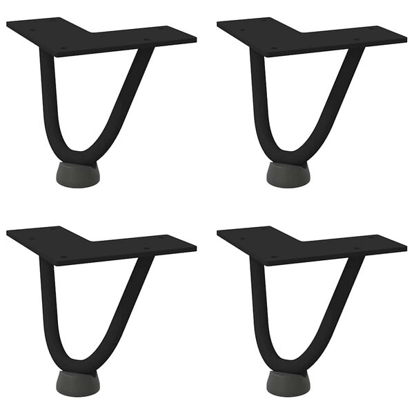 vidaXL Pieds en épingle à cheveux pour table basse 4 pièces Noir 10 cm Acier massif
