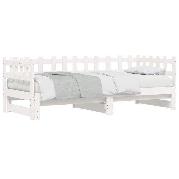 vidaXL Lit coulissant sans matelas blanc 2x(90x200) cm bois massif