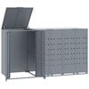 vidaXL Rangement &agrave; roulettes pour poubelles pour 3 bacs gris acier