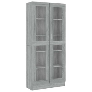 vidaXL Armoire &agrave; vitrine Sonoma gris 82,5x30,5x185cm Bois ing&eacute;nierie