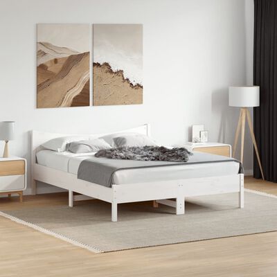 vidaXL Cadre de lit avec tête de lit blanc 160x200 cm bois pin massif