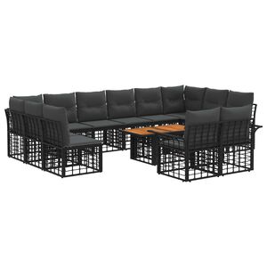 vidaXL Ensemble de canap&eacute; de jardin 13 pc Noir et Gris fonc&eacute; polyrotin