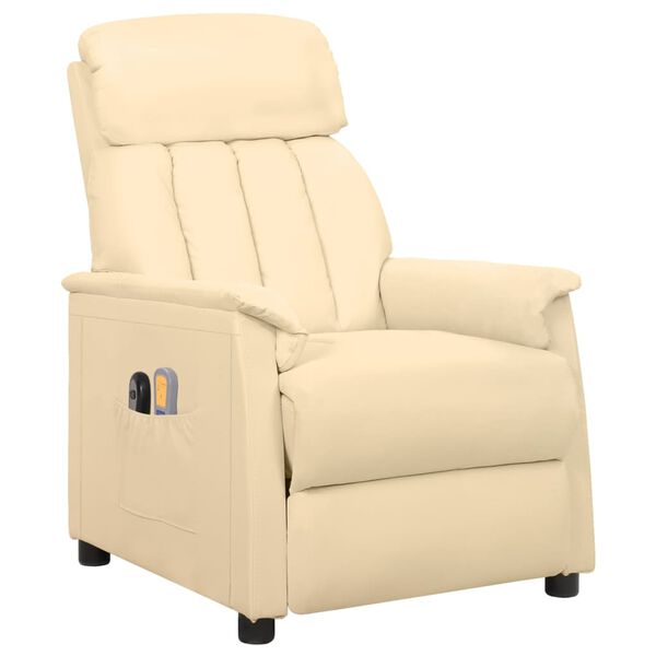 vidaXL Fauteuil de massage électrique Crème Similicuir