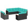vidaXL Salon de jardin 11 pcs avec coussins noir r&eacute;sine tress&eacute;e